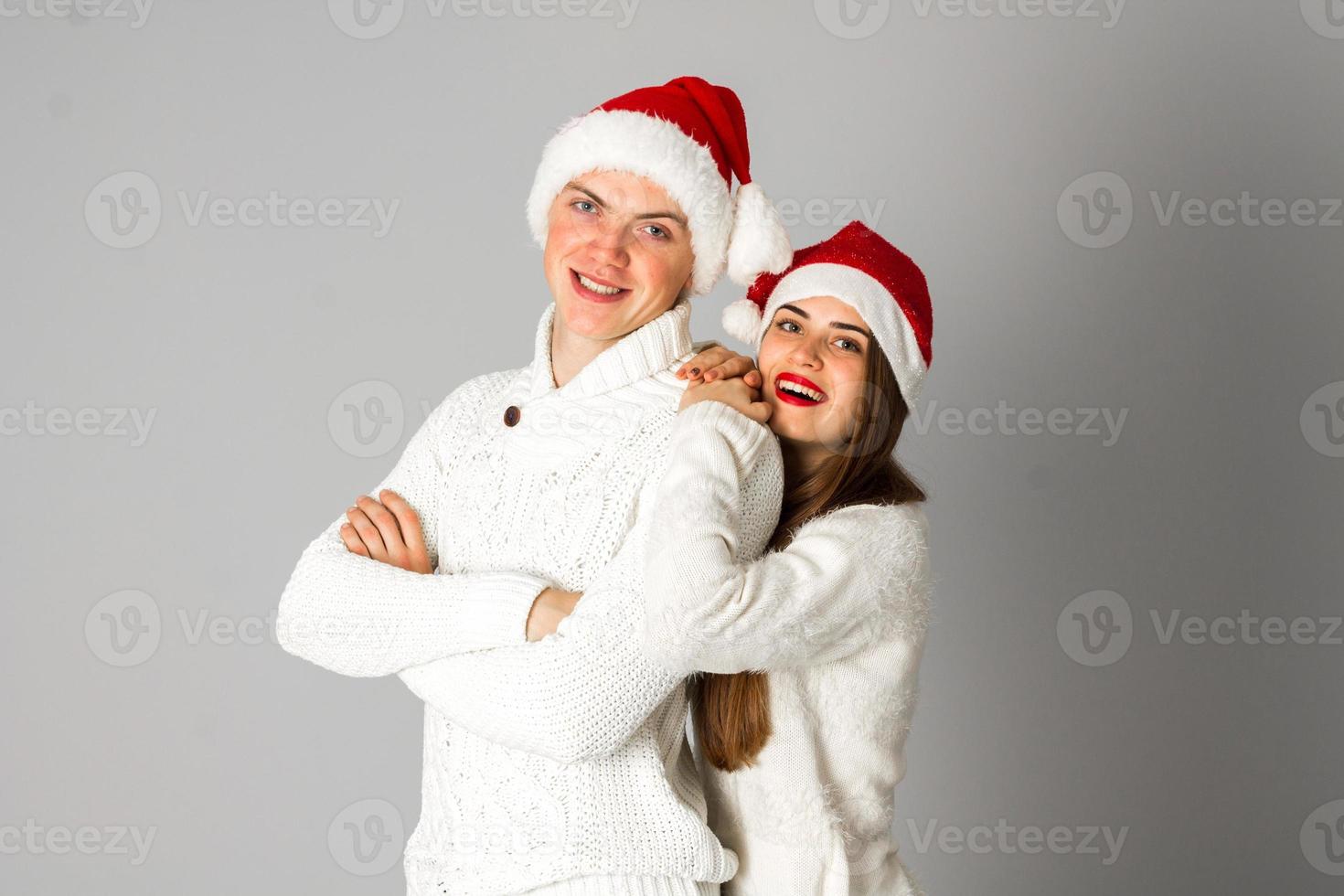 couple celebrate christmas in studio photo