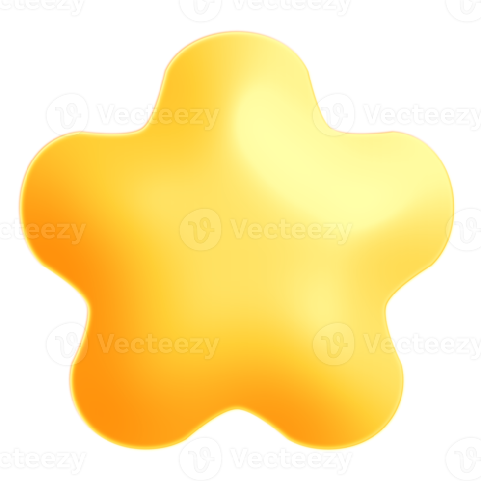 Cute Glowing Yellow Star 3D png