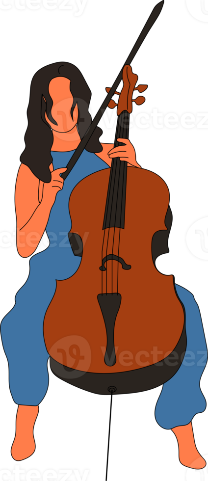 The girl plays the cello. Young woman. Cello. png