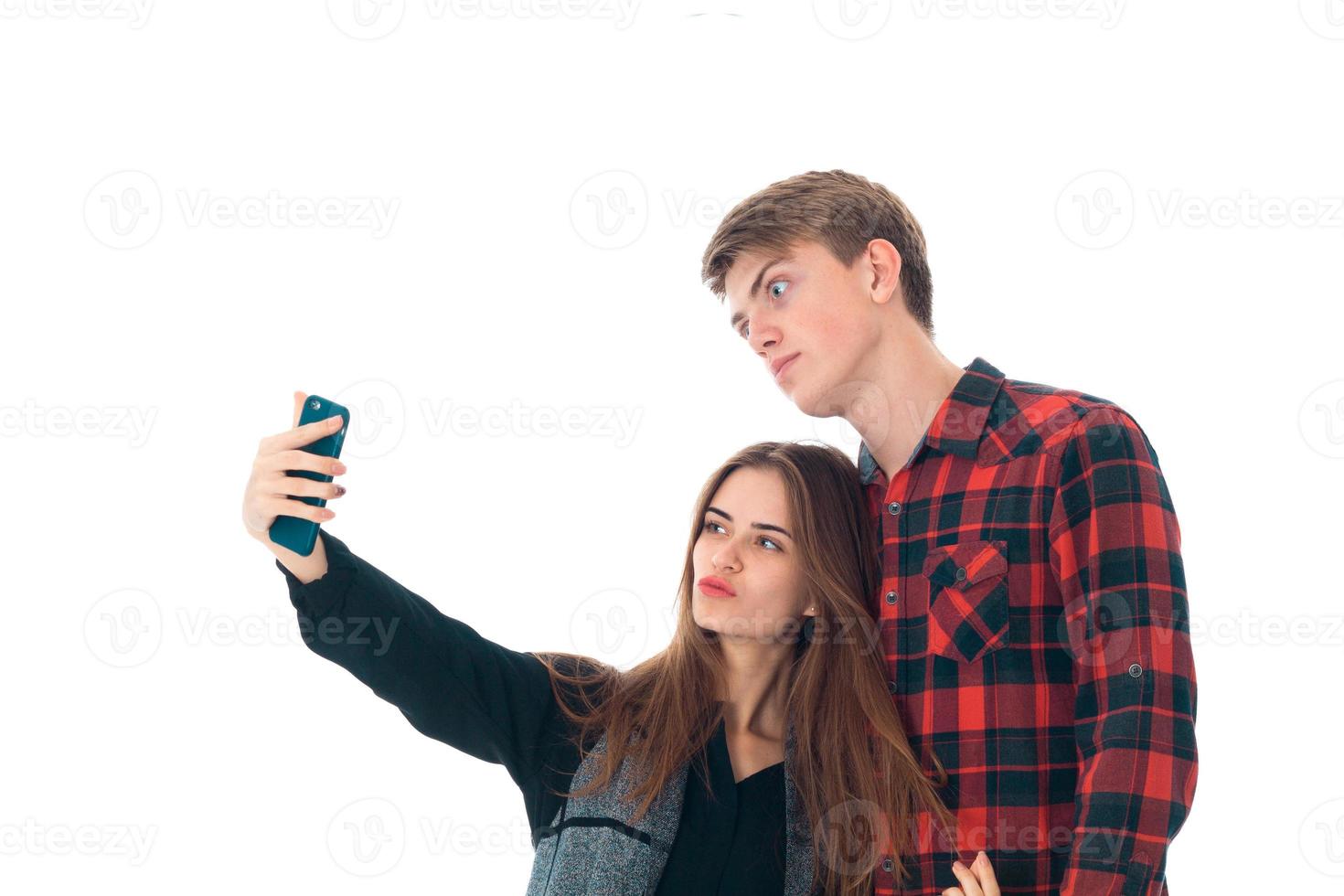 stylish couple in love in studio photo