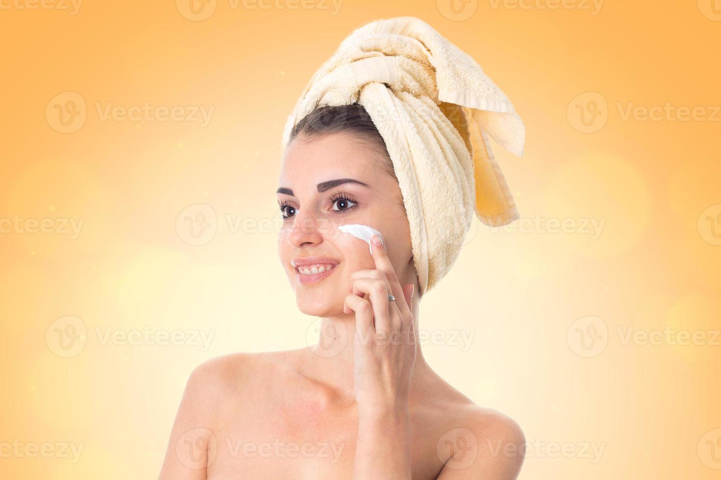 Young girl takes care her skin. photo