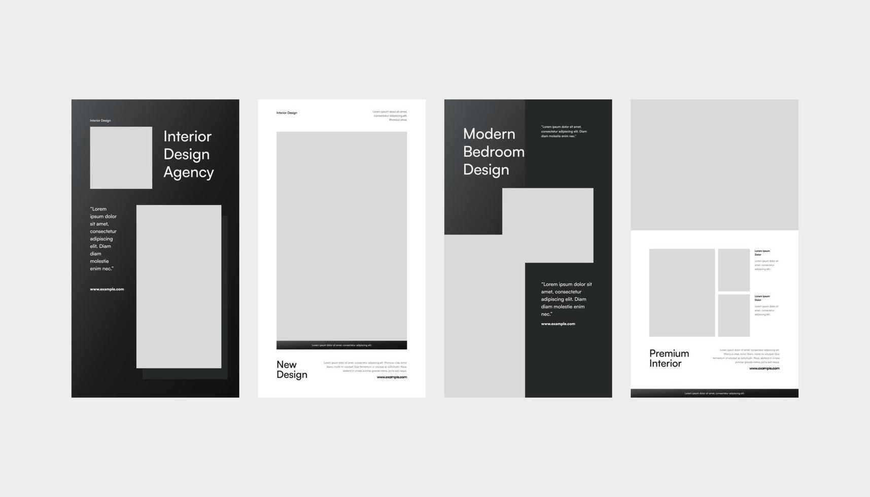 Set of premium interior design agency standee roll-up banner and social media story template vector