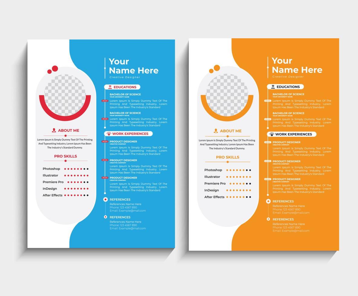 Professional CV resume template design and letterhead vector