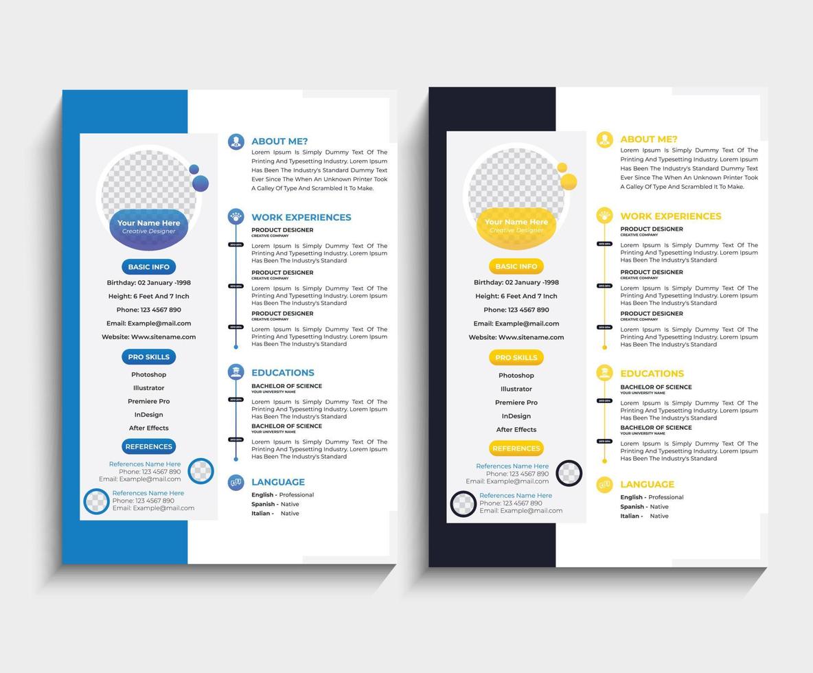 Professional CV resume template design and letterhead vector