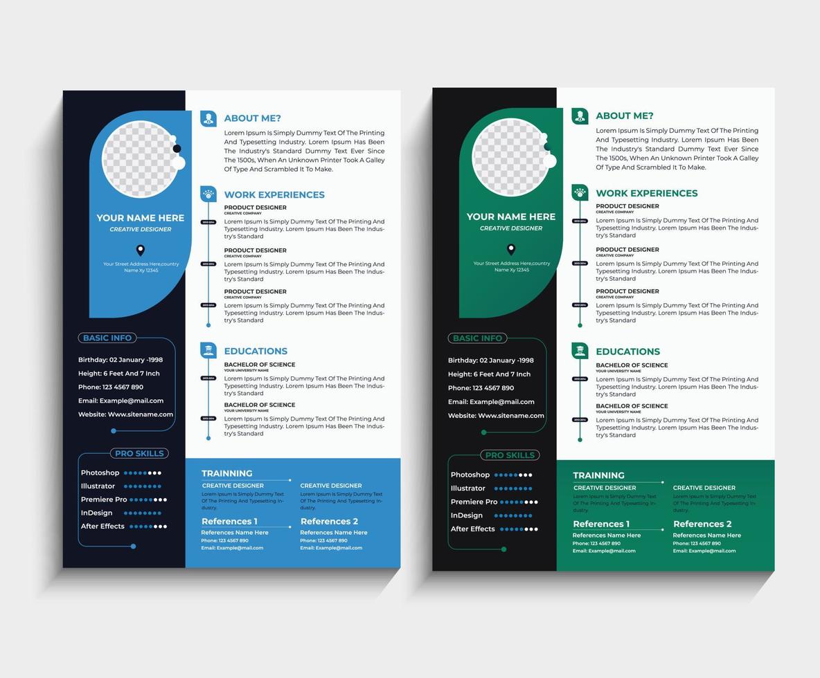 Professional CV resume template design and letterhead vector