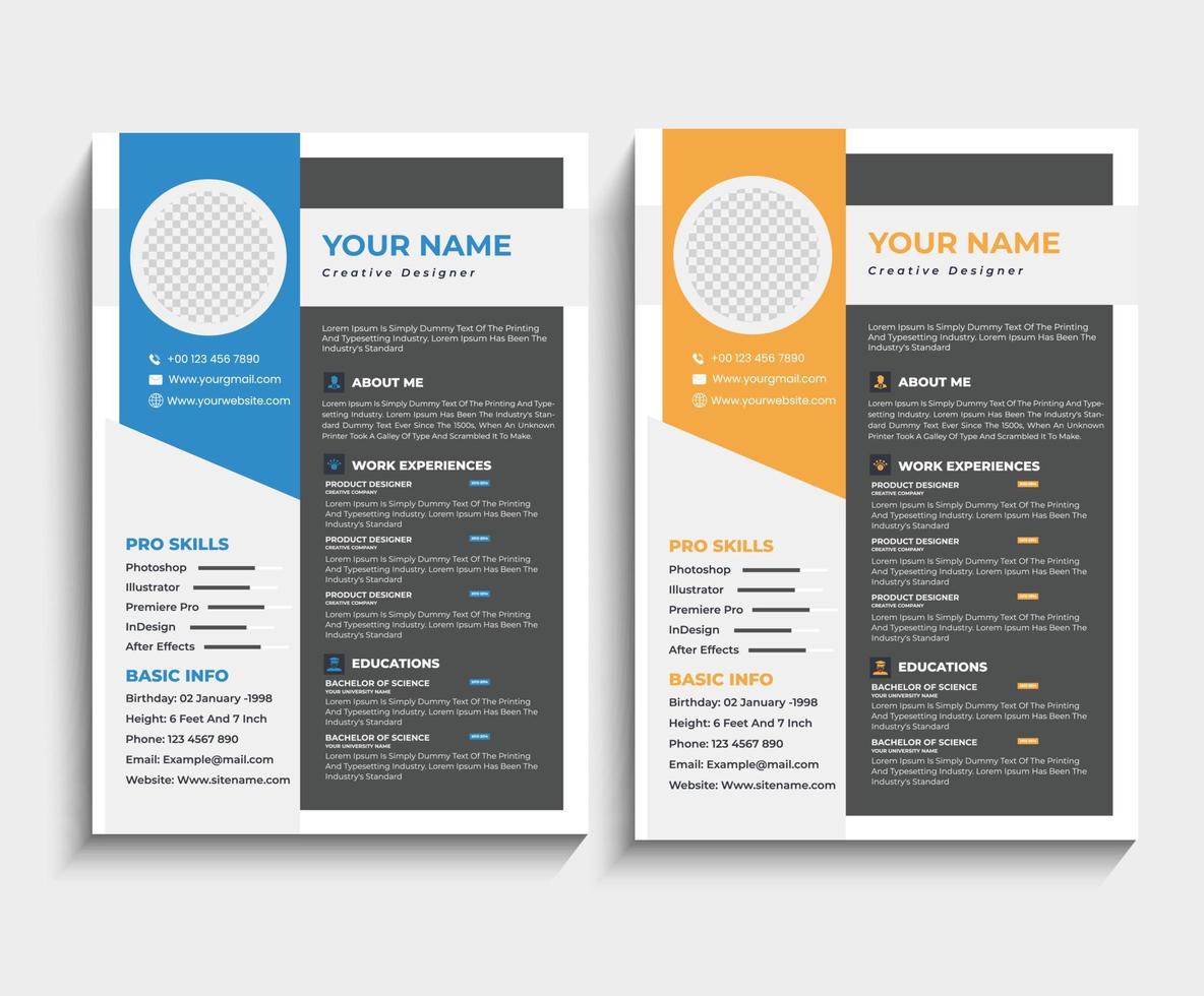 Professional CV resume template design and letterhead vector