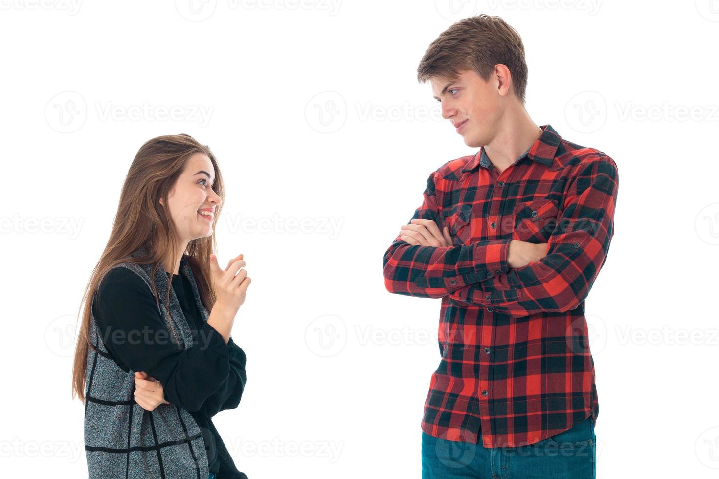 stylish couple in love in studio photo