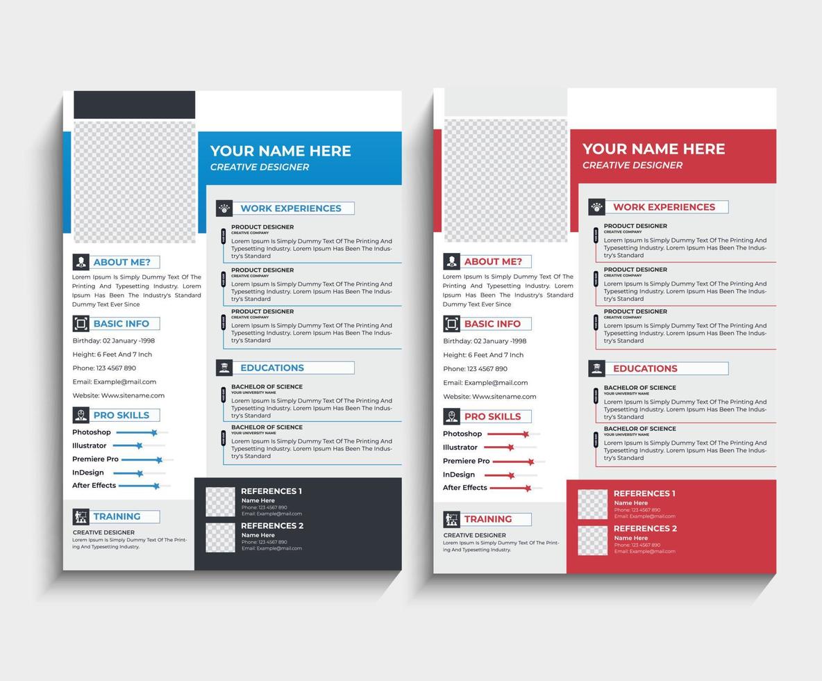 currículum y carta de presentación, plantilla de cv de currículum minimalista, vector