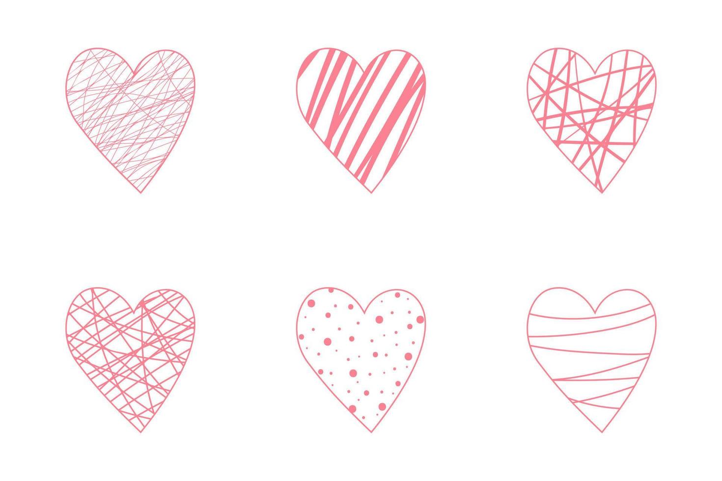 set of doodle hearts vector