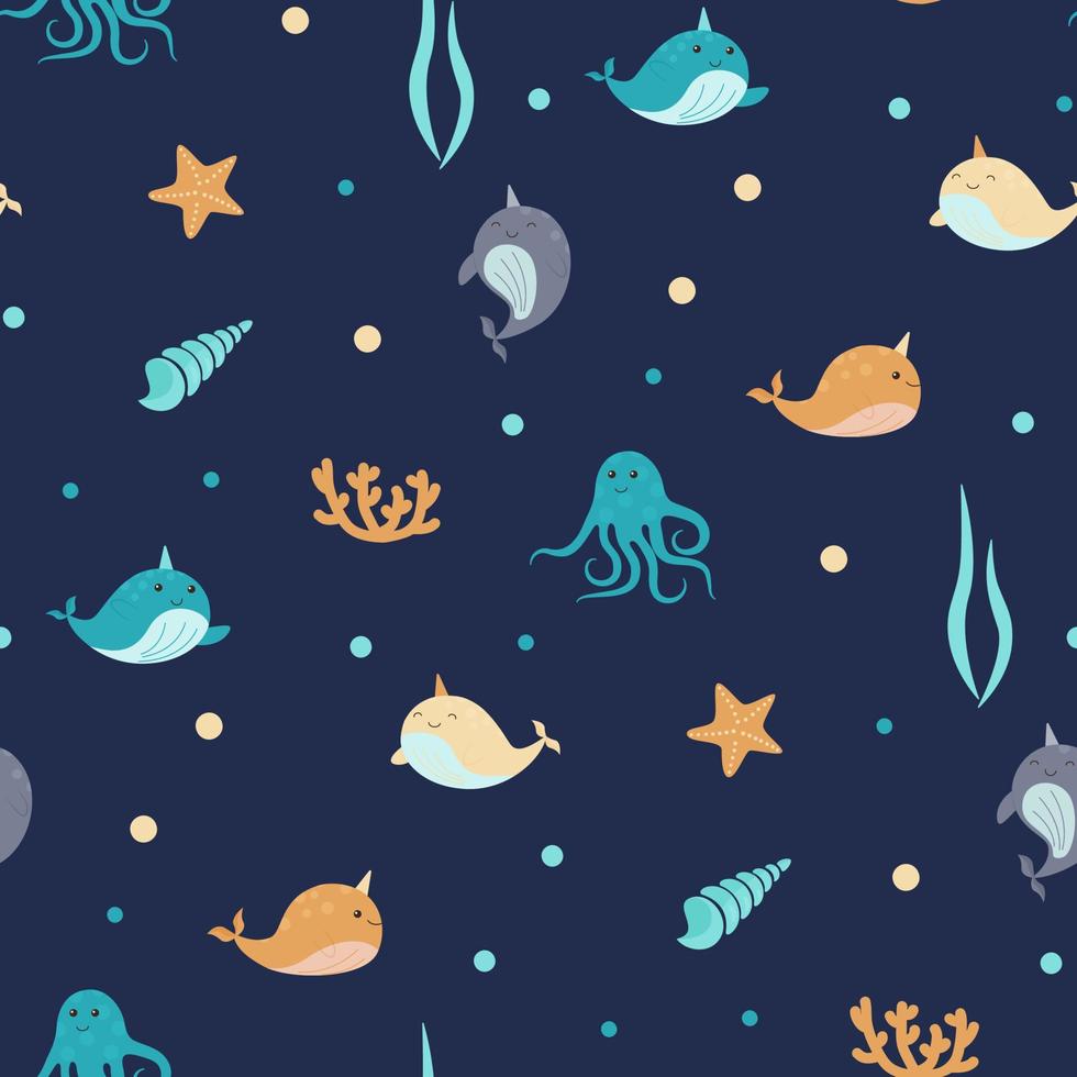 sea animals pattern vector