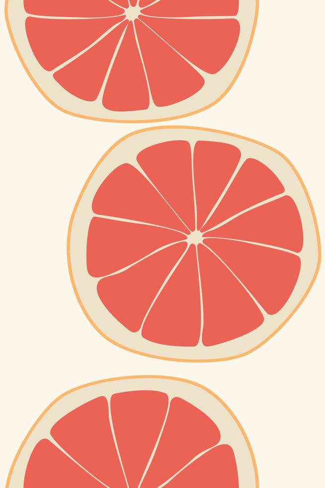 grapefruit on a beige background. Vector illustration of summer fruits and citrus. Citrus icons are silhouettes of pictograms. Tropical fruit. Grapefruit parts, slices. Vector illustration, eps 10