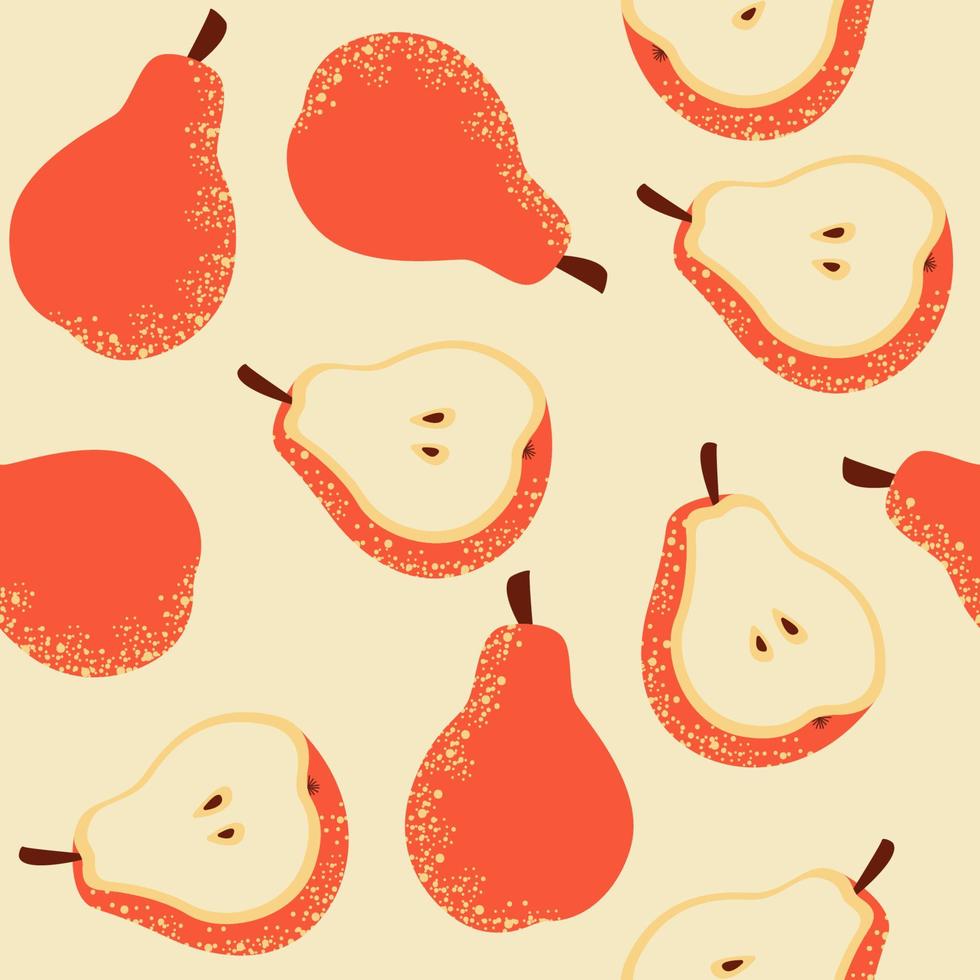 patrón de frutas sin fisuras. peras abstractas sobre fondo claro. frutos contemporáneos. plantilla para impresión, textil, cubierta de papel tapiz y envoltura. ilustración vectorial, pasos 10. vector