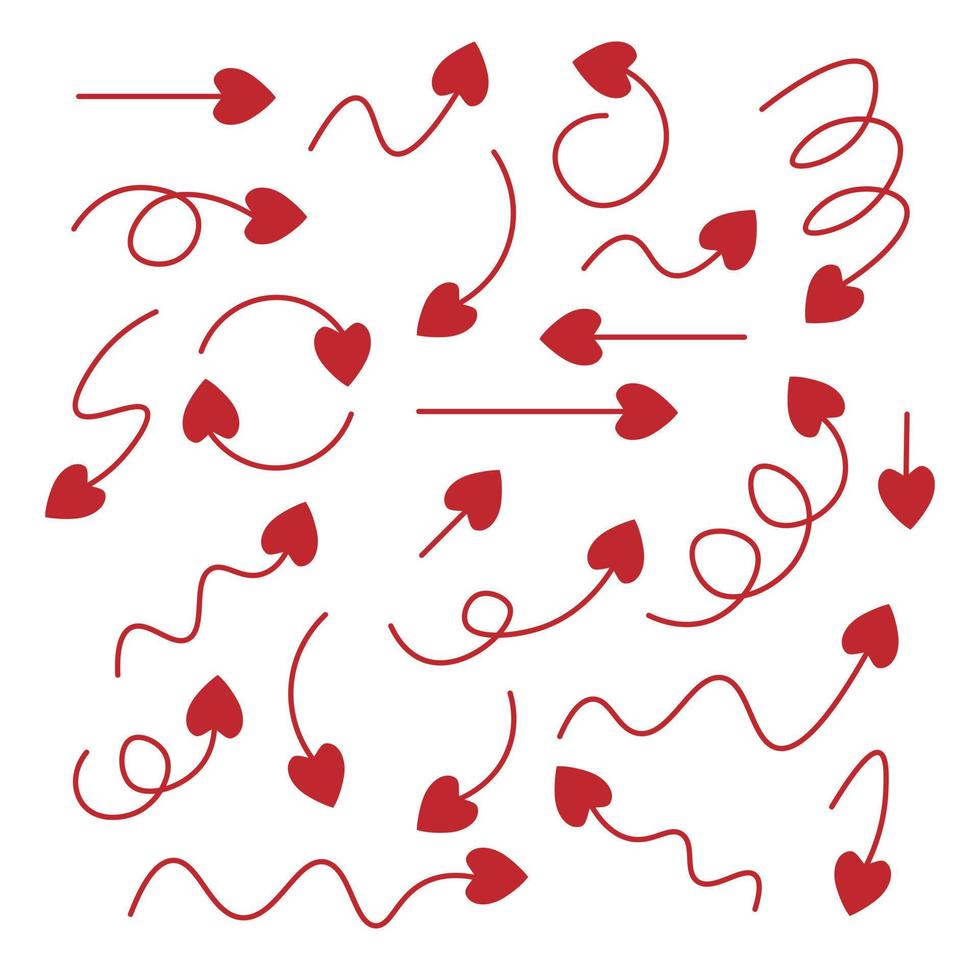 conjunto de amor de flechas rojas, ilustración vectorial vector