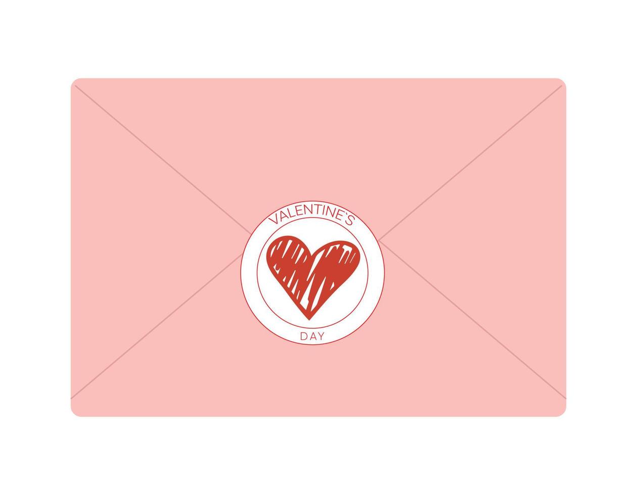 Pink envelope with doodle heart. Vector illustration