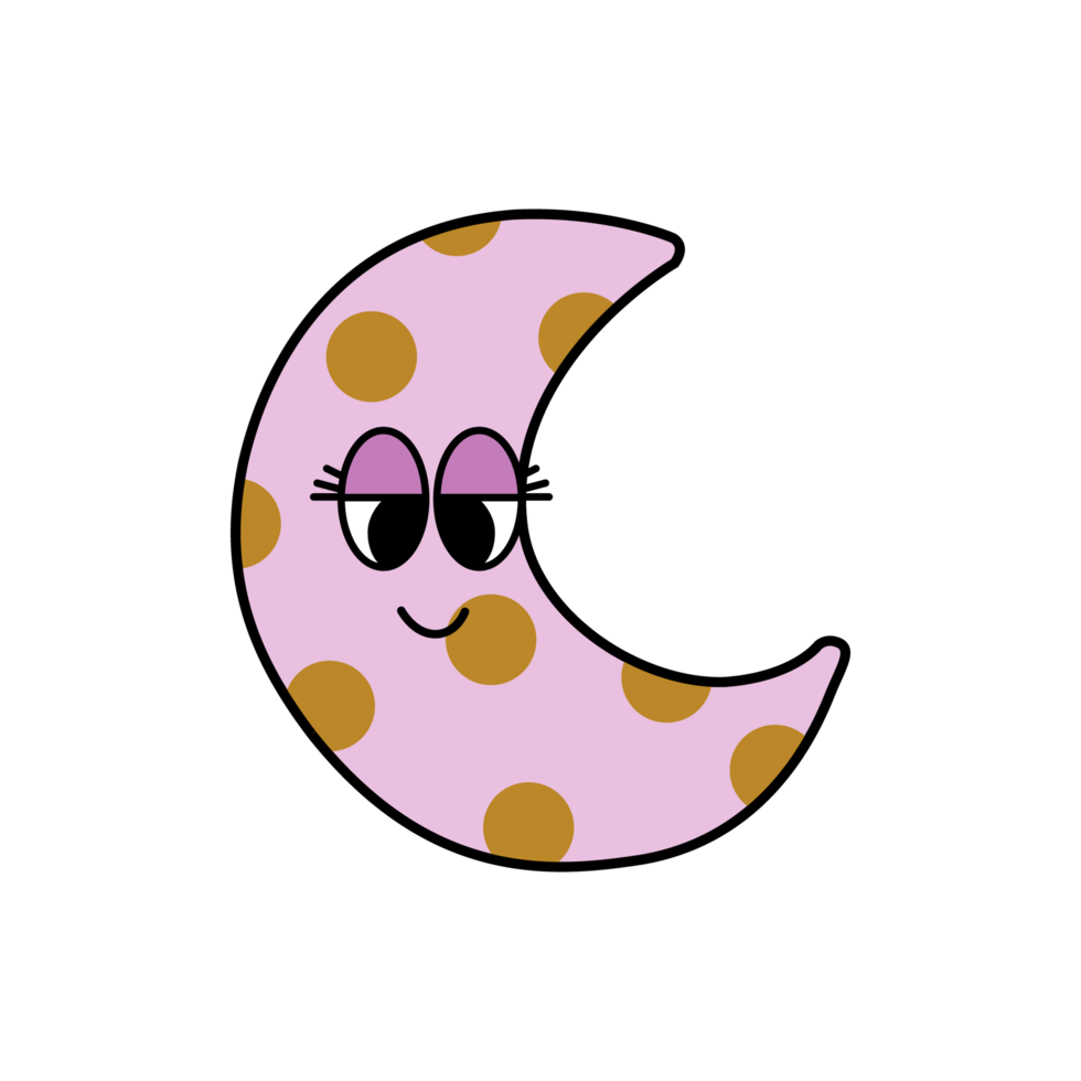 Cartoon moon isolated on png transparent background