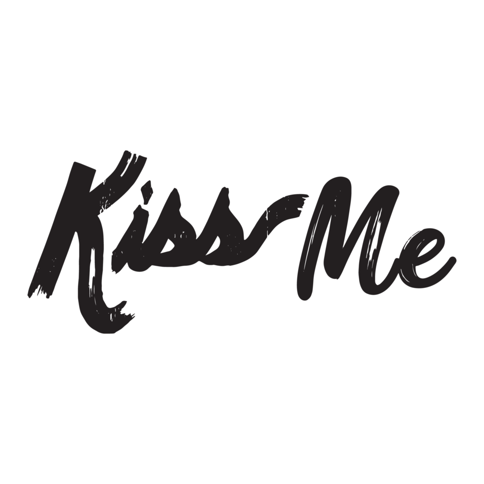 Kiss me typography isolated on png transparent background