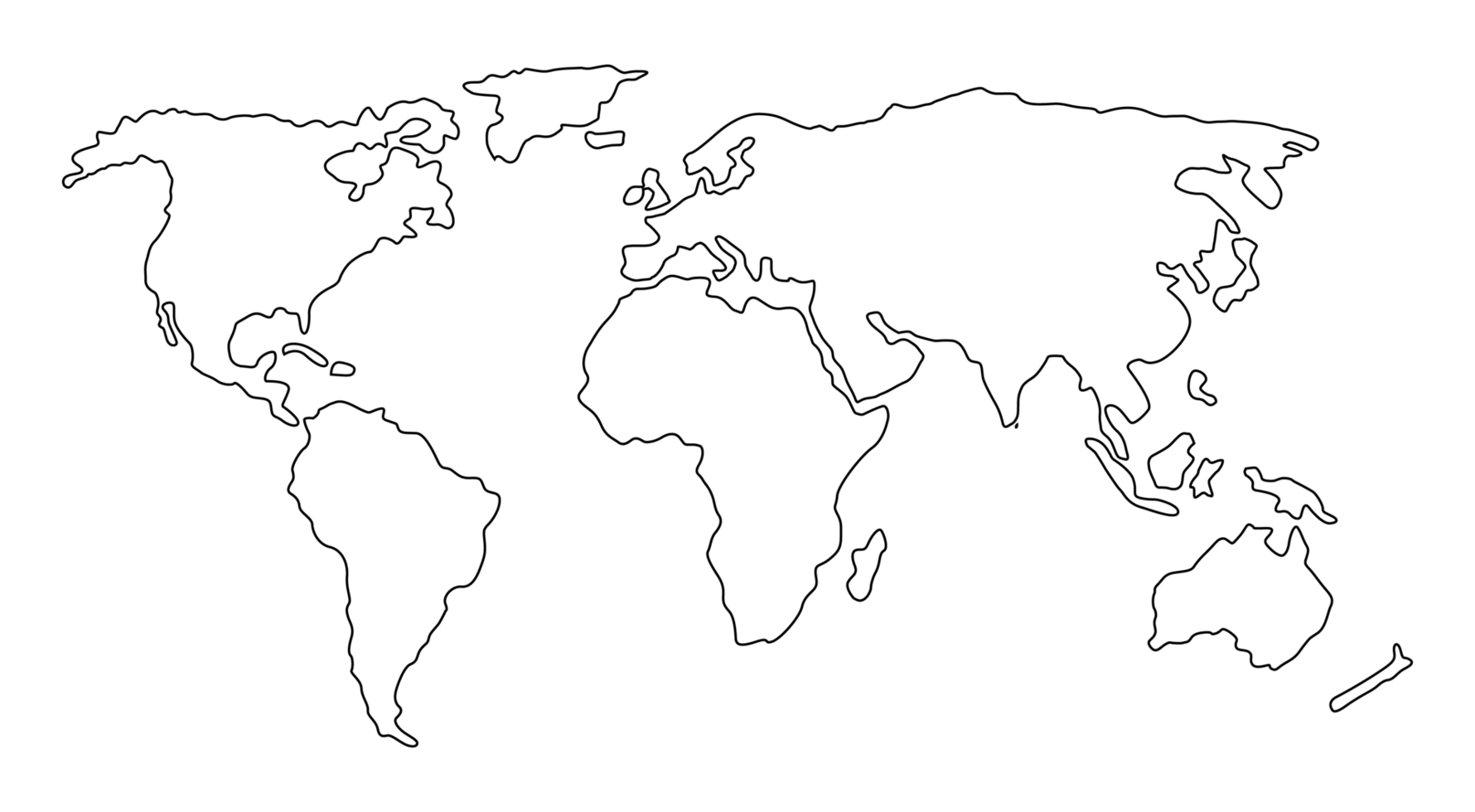 Outlined Map Of The World PNGs for Free Download