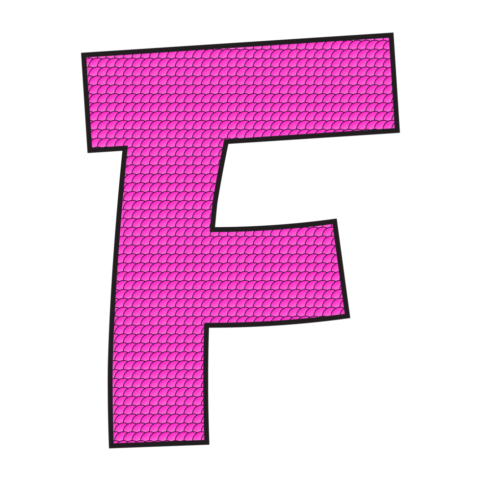 Alphabet F illustration isolated on png transparent background.
