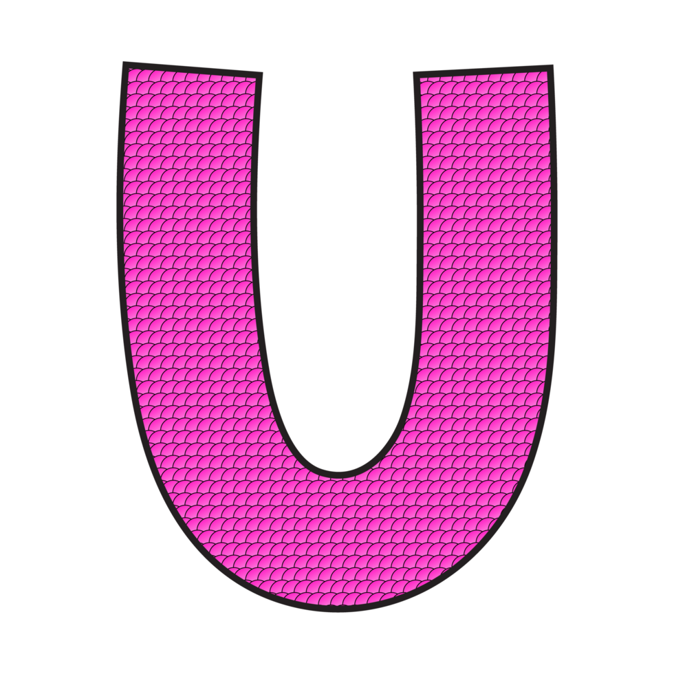 Alphabet U illustration isolated on png transparent background.