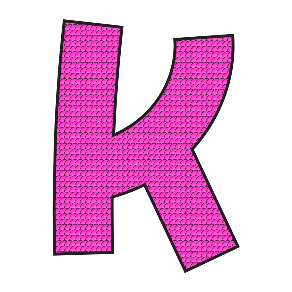 Alphabet K illustration isolated on png transparent background.