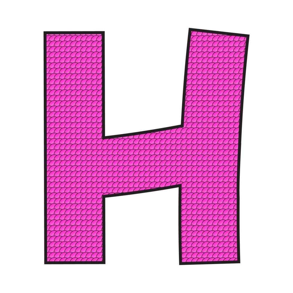 Alphabet H illustration isolated on png transparent background.