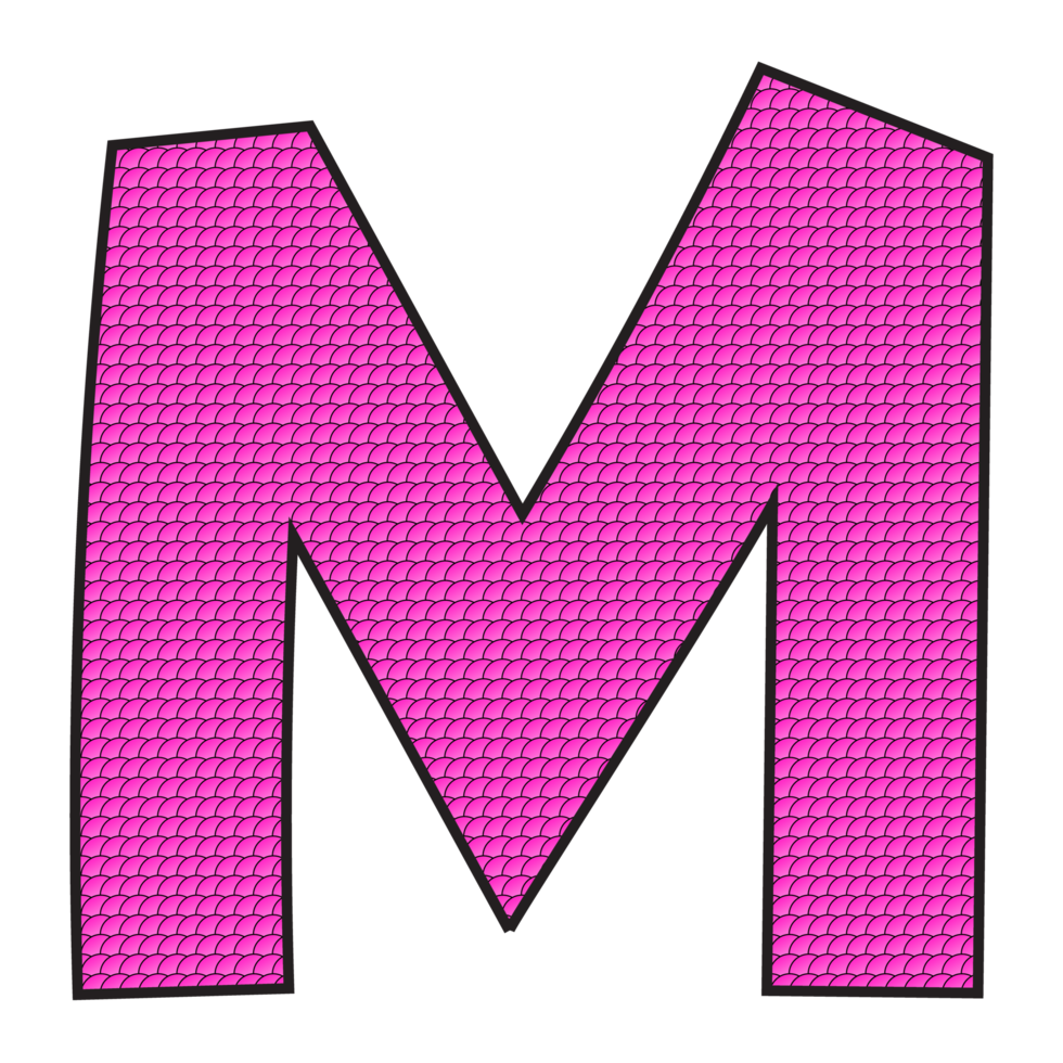 Alphabet M illustration isolated on png transparent background.