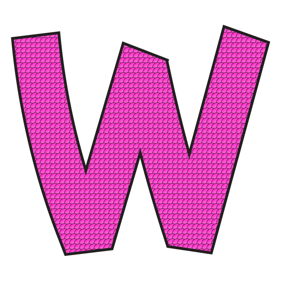 Alphabet W illustration isolated on png transparent background.