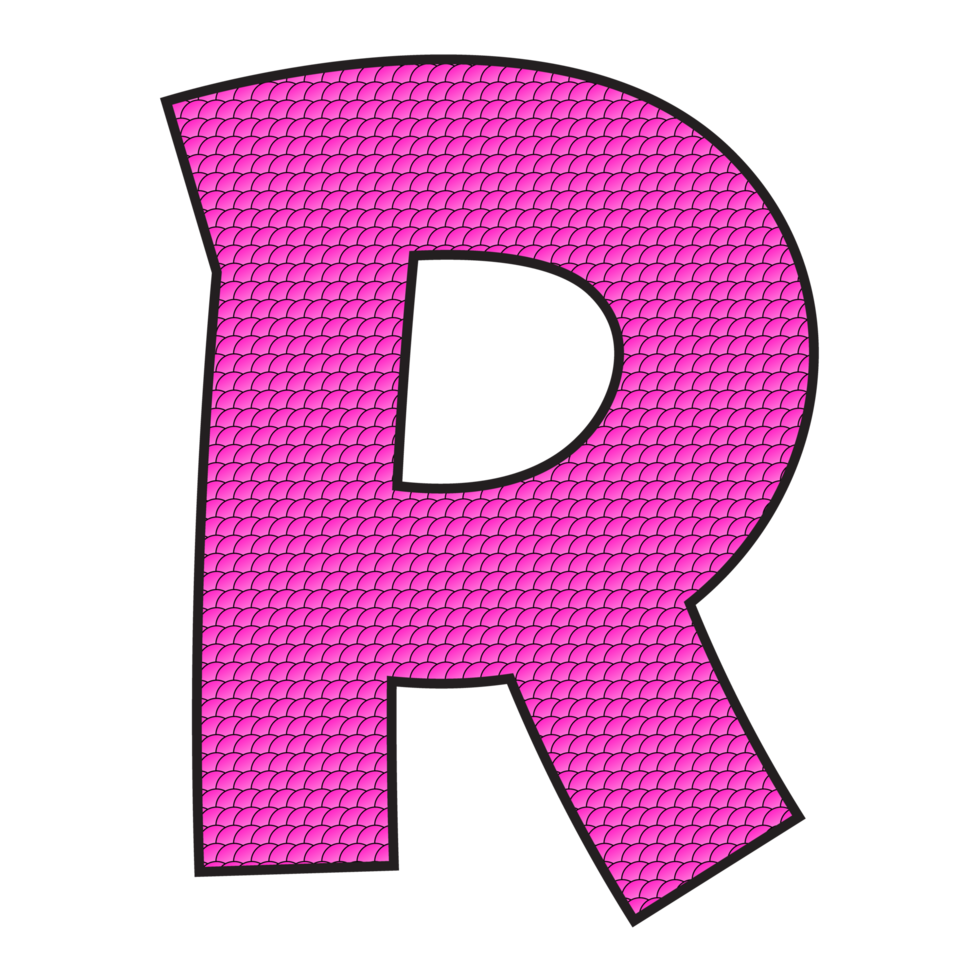 Alphabet R illustration isolated on png transparent background.