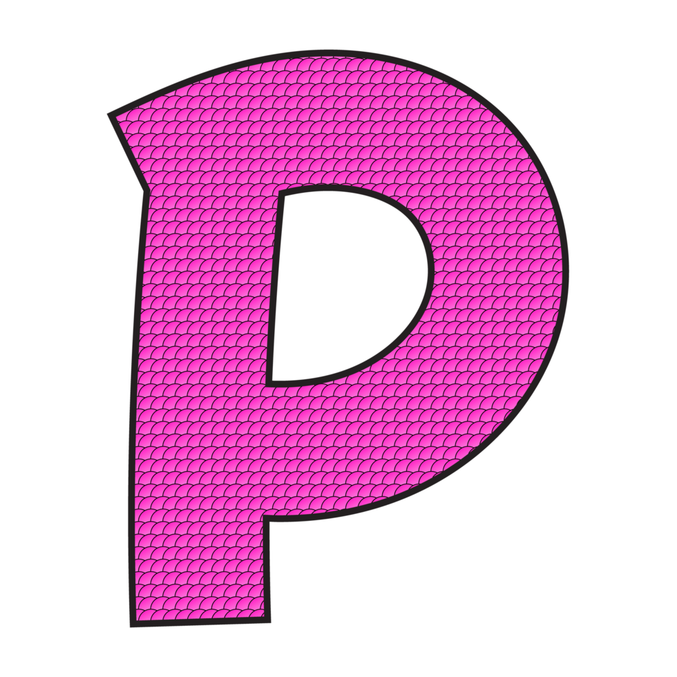Alphabet P illustration isolated on png transparent background.