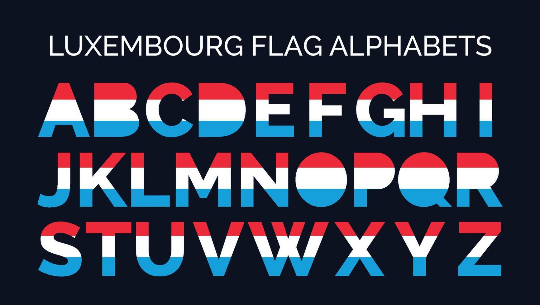 Luxembourg Flag Alphabets Letters A to Z Creative Design Logos vector