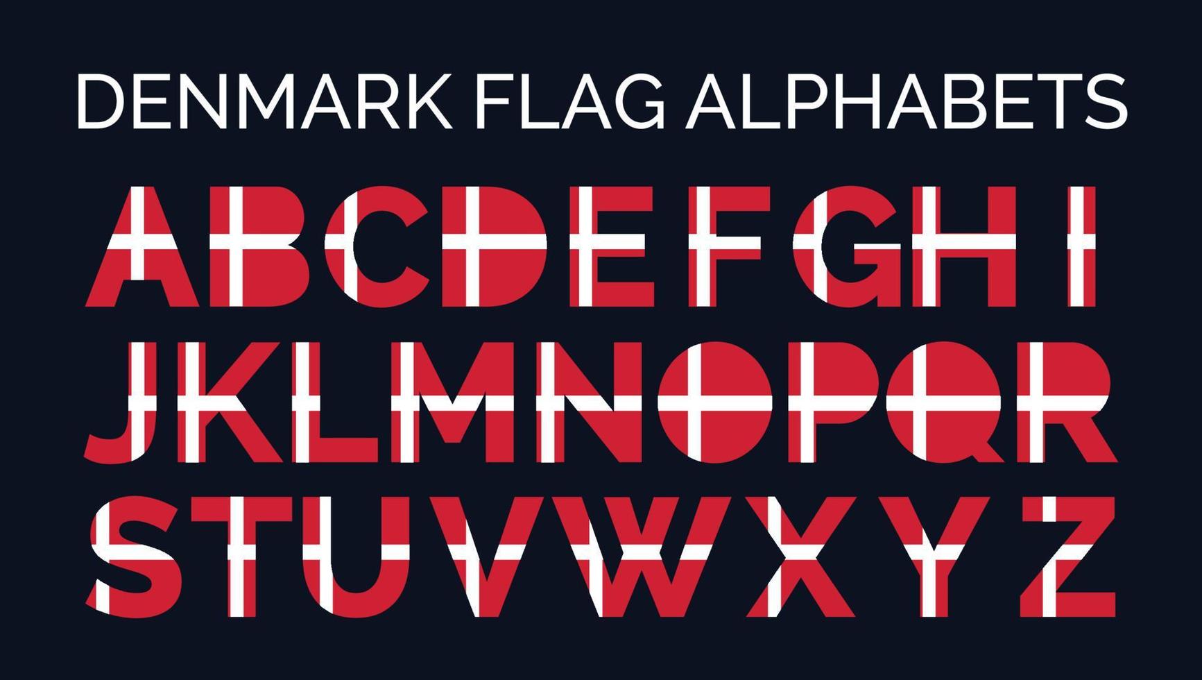 Denmark Flag Alphabets Letters A to Z Creative Design Logos vector