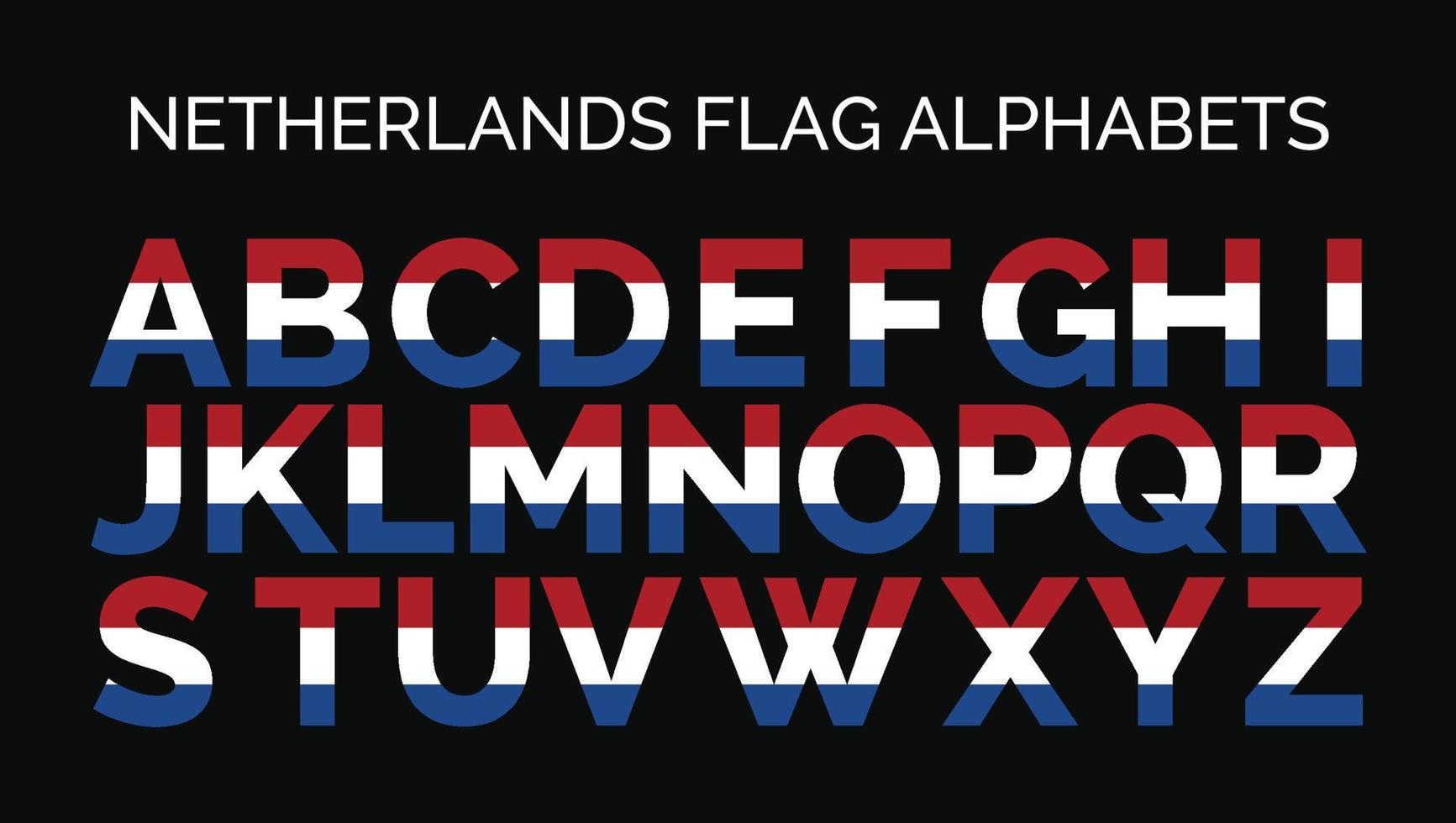 Netherlands Flag Alphabets Letters A to Z Creative Design Logos vector