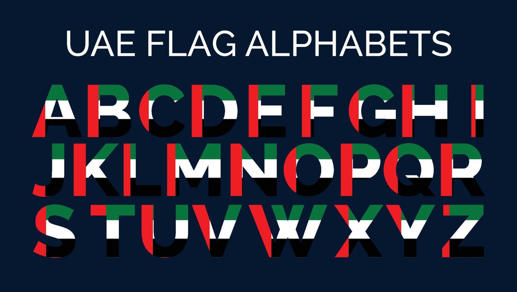 UAE United Arab Emirates Flag Alphabets Letters A to Z Creative Design Logos vector