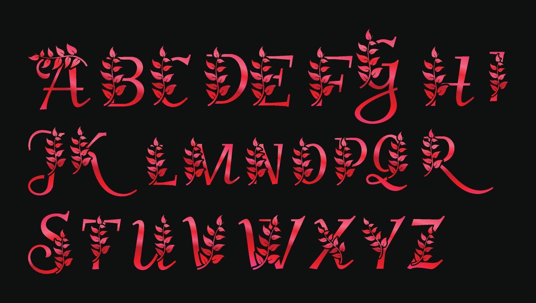 Plantillas de diseño de logotipo de monograma de alfabetos abc de letras rojas metálicas decorativas de lujo vector