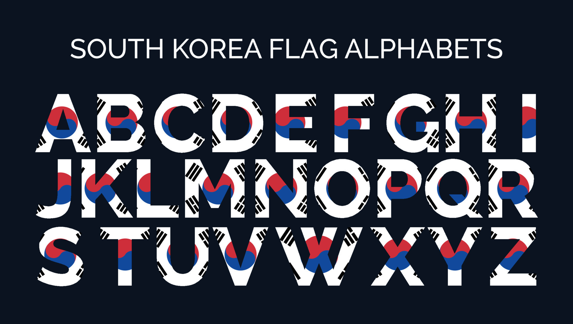 South Korea Flag Alphabets Letters A to Z Creative Design Logos 16460580 Vector Art at Vecteezy