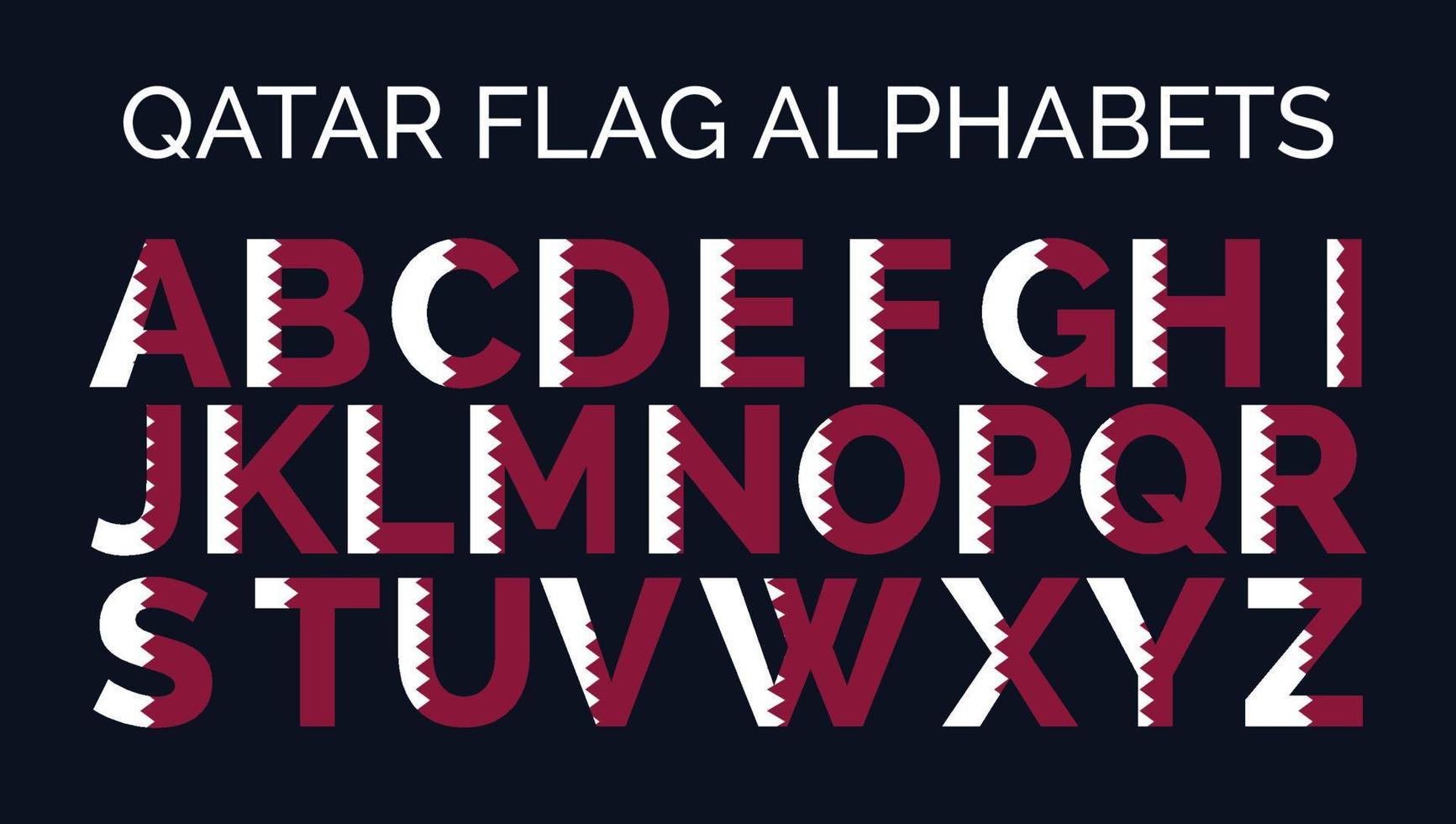 Qatar Flag Alphabets Letters A to Z Creative Design Logos vector