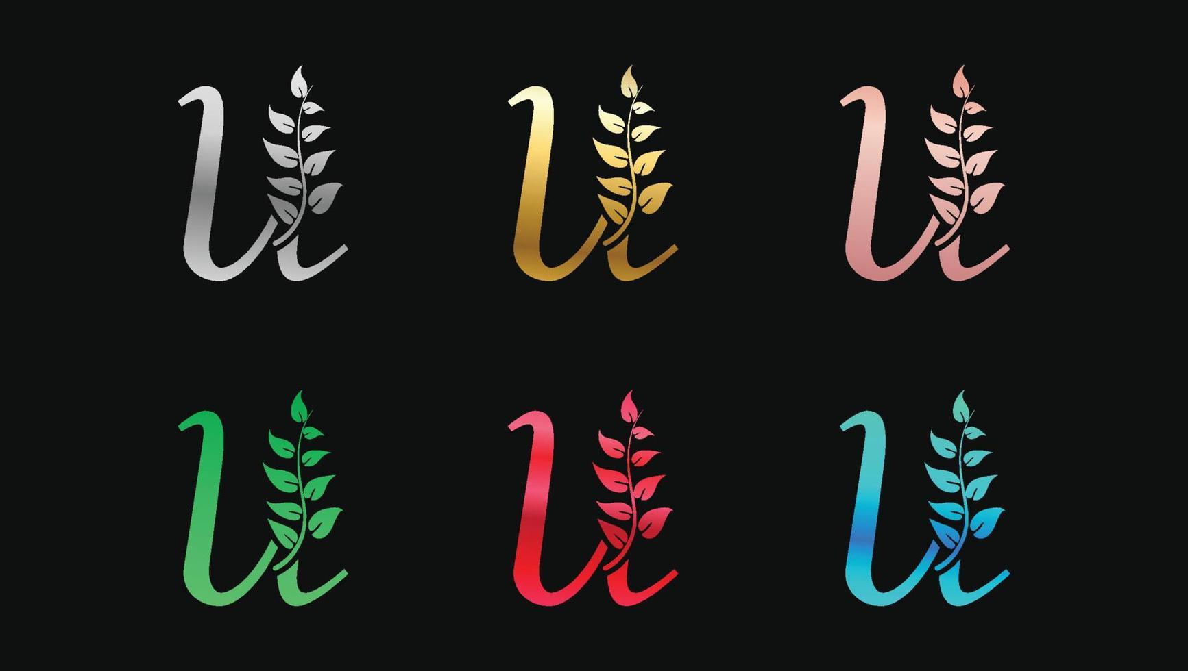 letra decorativa u en colores metálicos nombre plantilla de diseño de logotipo moderno inicial vector