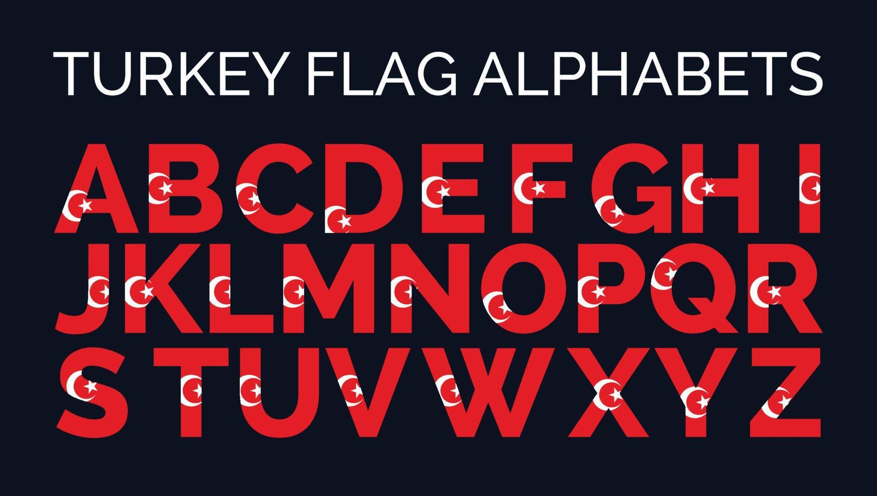 Turkey Flag Alphabets Letters A to Z Creative Design Logos vector