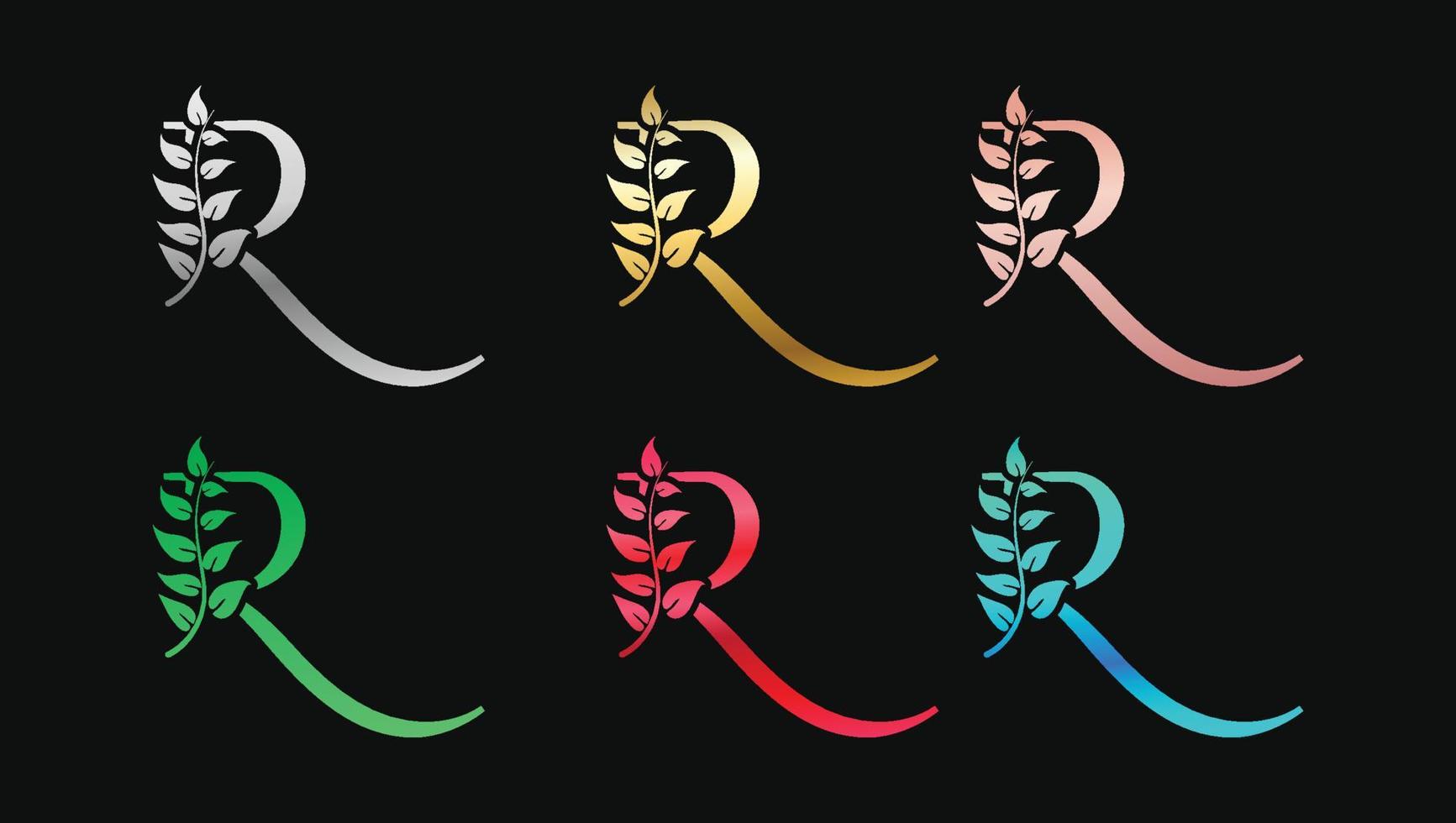 letra decorativa r en colores metálicos nombre plantilla de diseño de logotipo moderno inicial vector