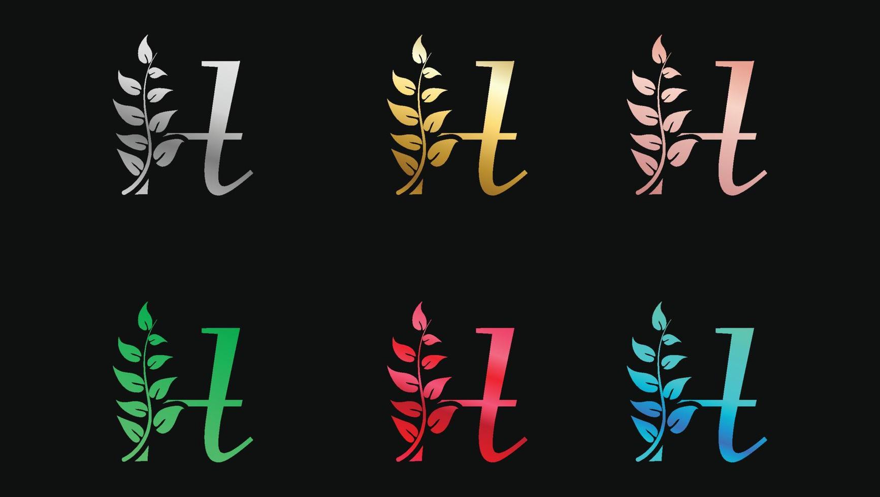 Decorative letter H in Metallic Colors name initial modern logo design template vector