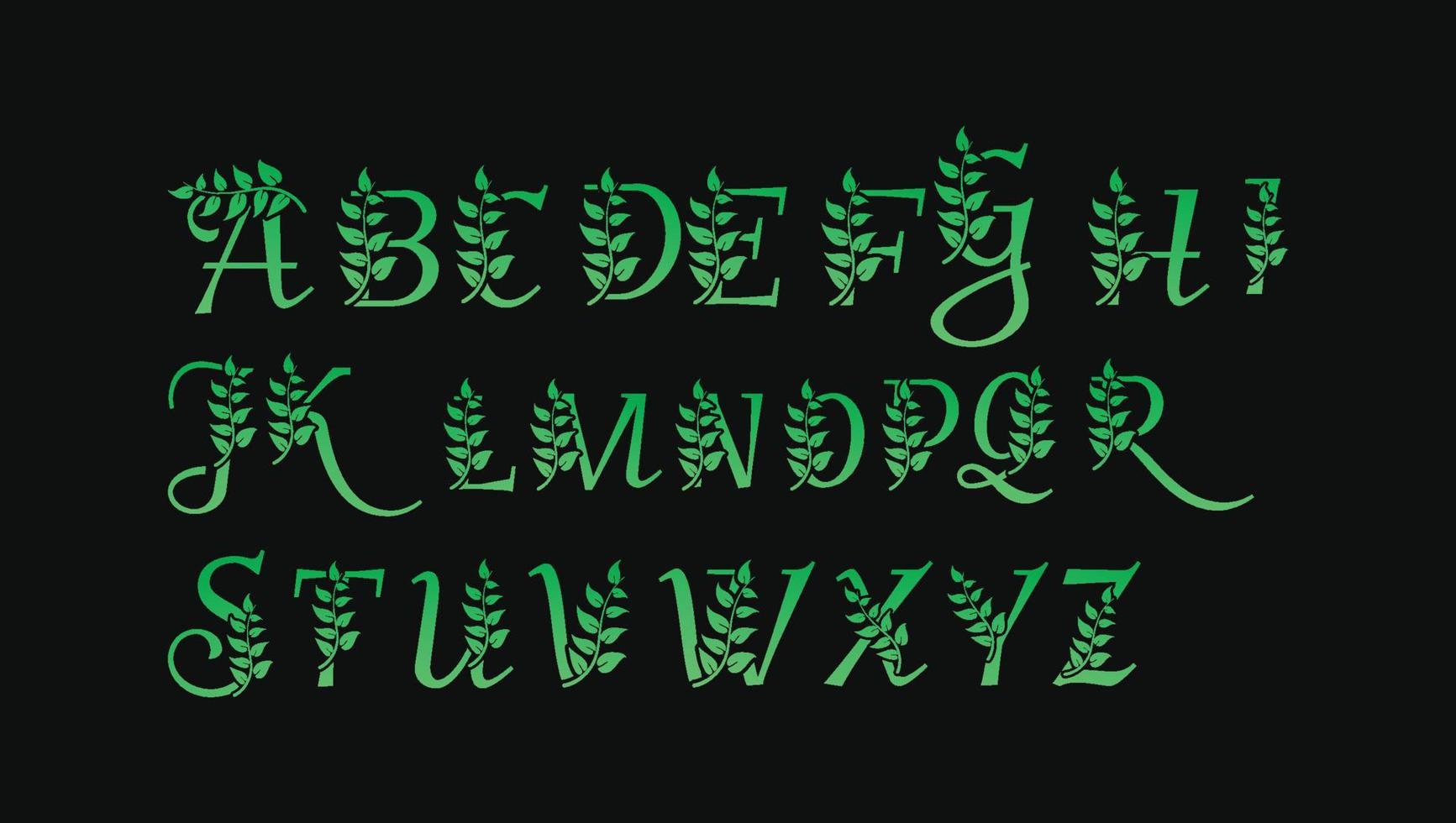 Luxury decorative emerald green letters abc alphabets monogram logo design templates vector