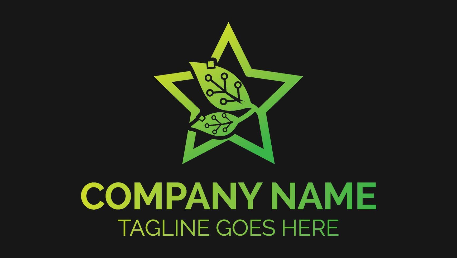 Greenstar Creative Technology Tech Leaves Modern Logo Template vector