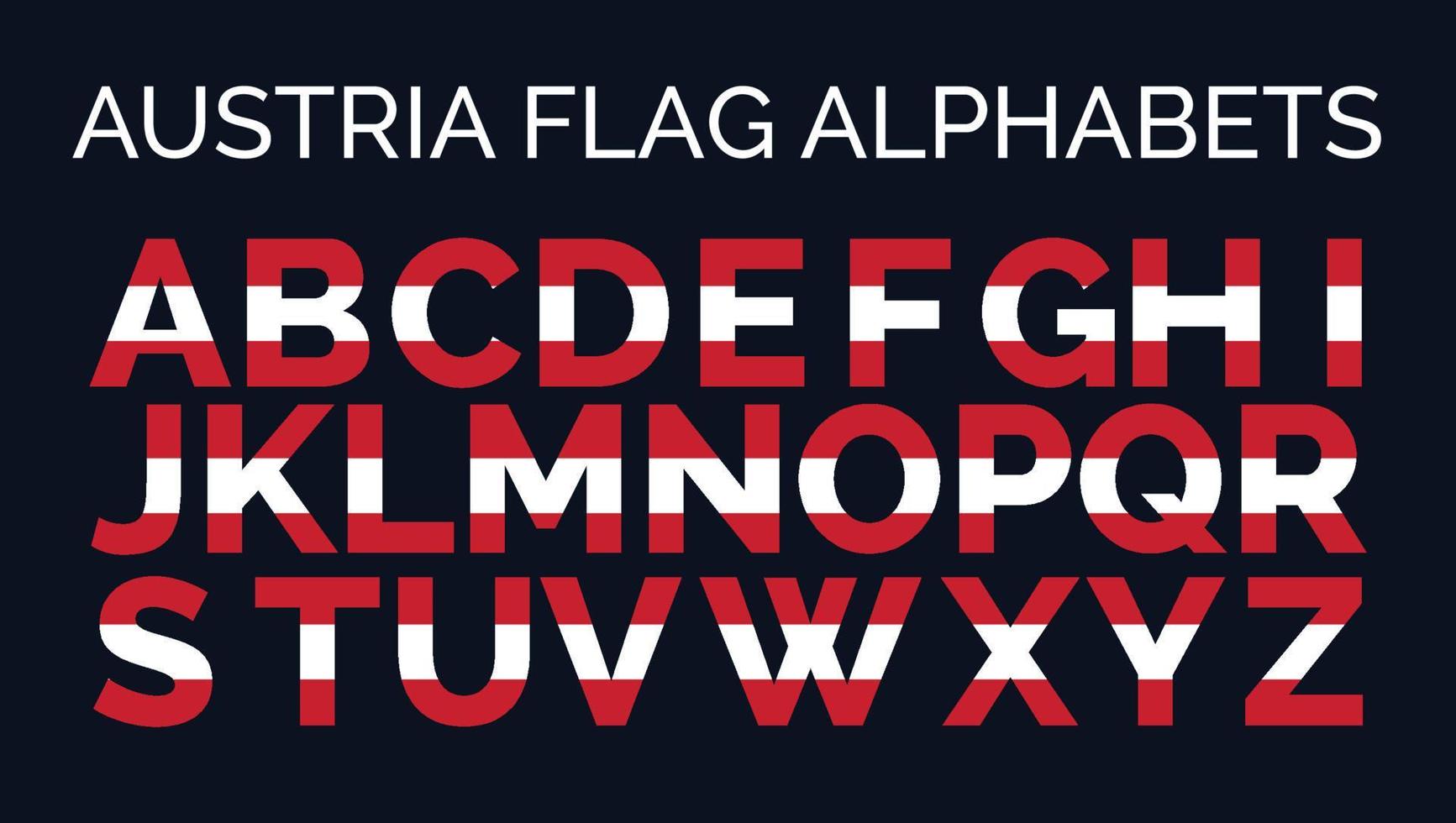 Austria Flag Alphabets Letters A to Z Creative Design Logos vector