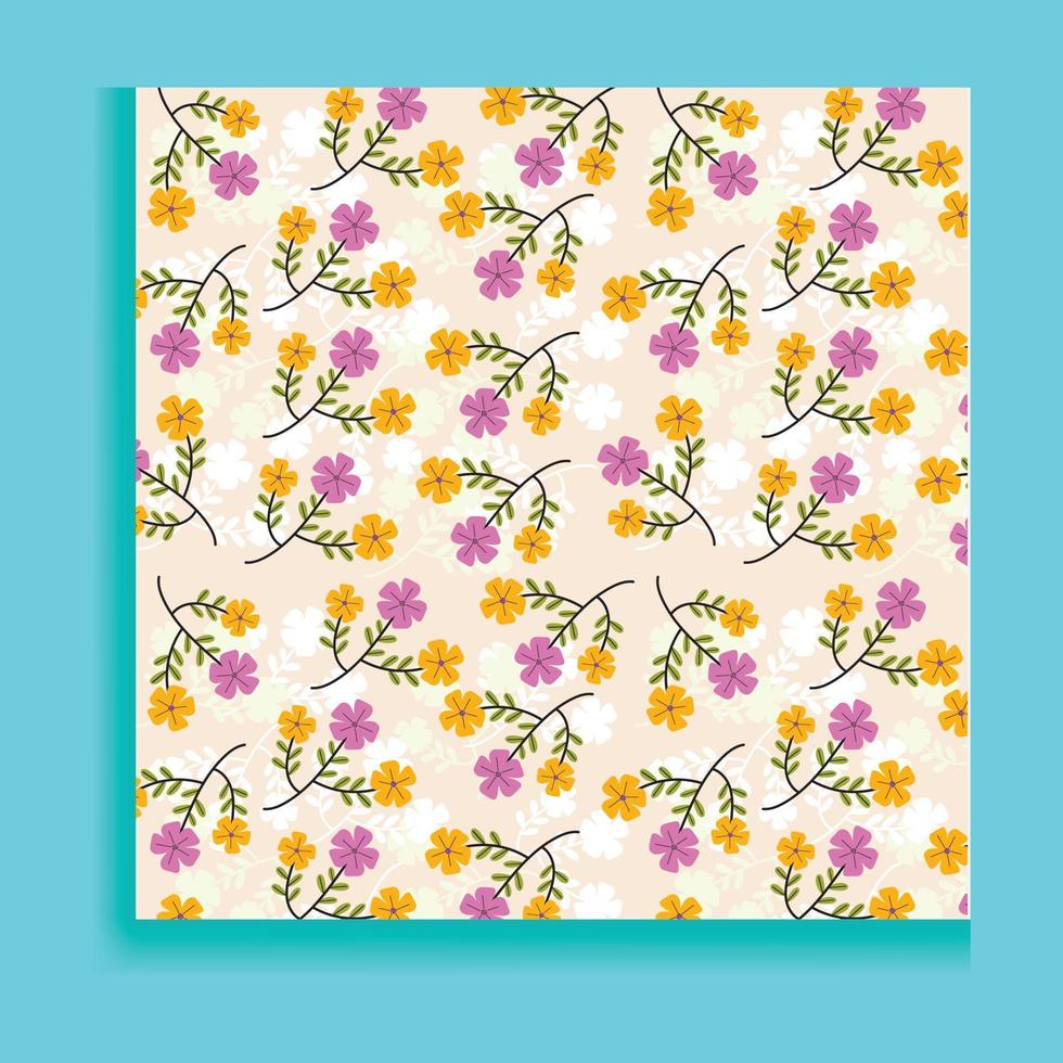 Vintage Shameless Floral, Green, Yellow  Orange, and Pink flowers with a pattern Background. vector