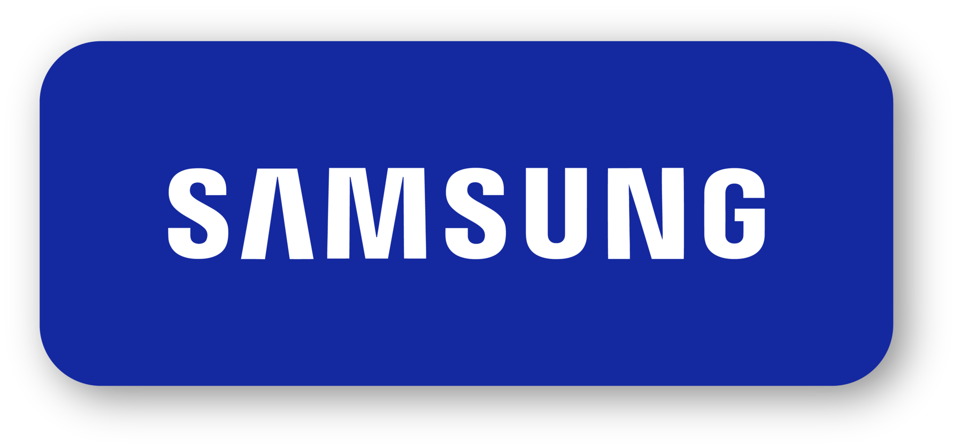 Samsung company logo with realistic shadow. Popular computer and laptop