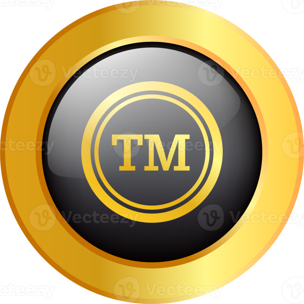 Copyright and registered trademark icon in golden colors. Trademark right license and intellectual property sign. png