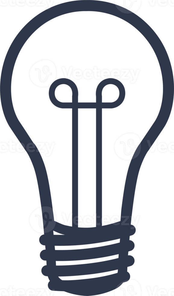 Idee Lampensymbol in schwarzer Farbe. Glühbirnensymbol im linearen Stil. png