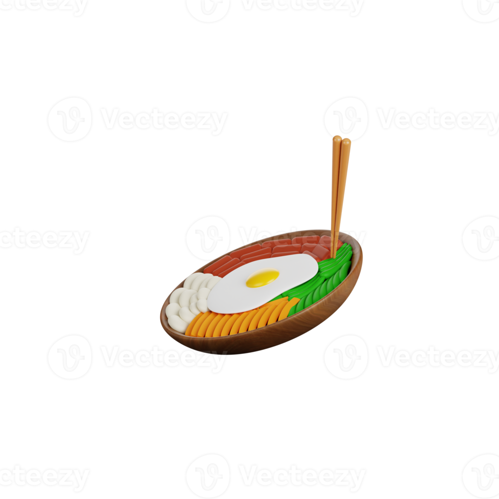 3d Bibimbap illustration png