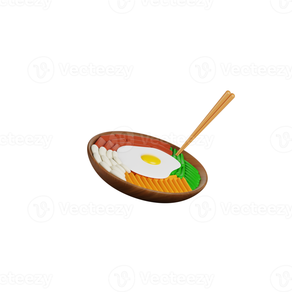 3d Bibimbap illustration png