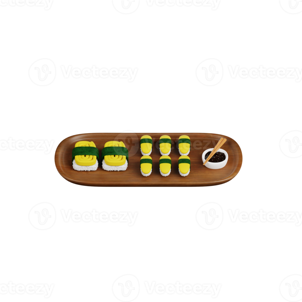 3d Tamago Sushi illustration png